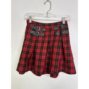 Hot Topic Skirt Womens Extra Small Red Black Checkered Skater Schoolgirl Cosplay